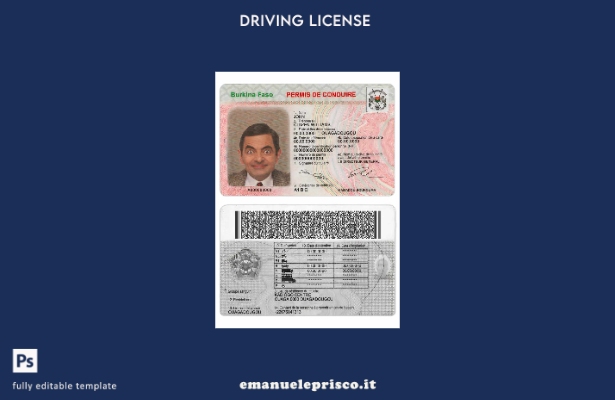 verified style modello di patente di guida Burkina Faso in stile verificato template